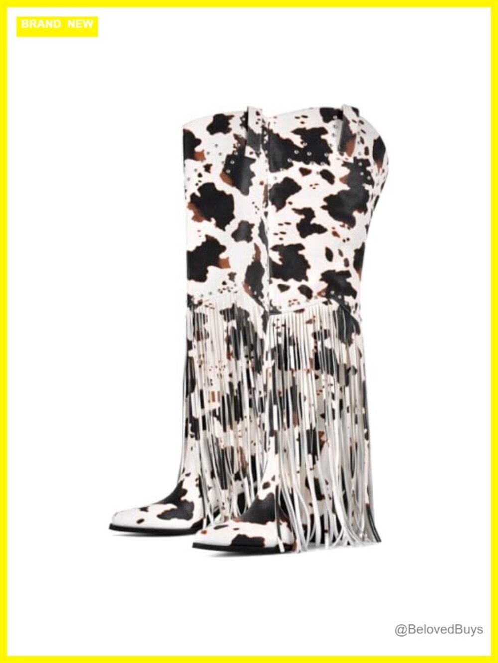 Fringe Western Over The Knee Boots Wide Calf Stacked Heel Pull On